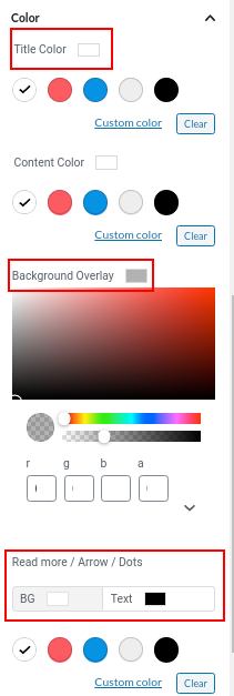 Page slider block - color section